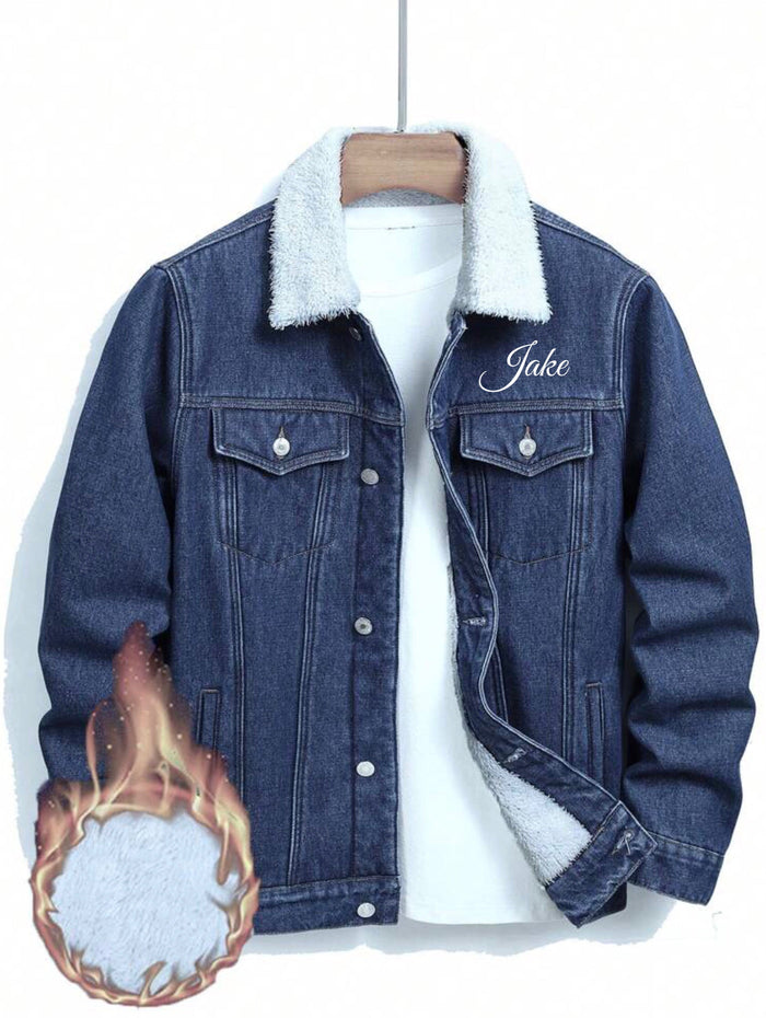 Personalized Men's Winter Denim Jacket Travellers Hat Boutique