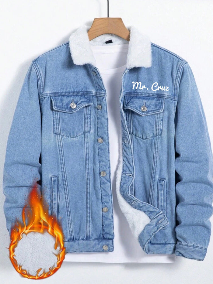 Personalized Men's Winter Denim Jacket Travellers Hat Boutique