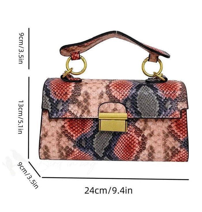 Personalized Snakeskin Square Bag Travellers Hat Boutique