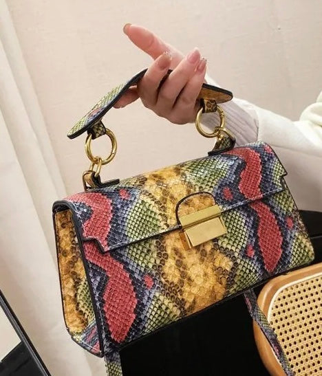 Personalized Snakeskin Square Bag Travellers Hat Boutique