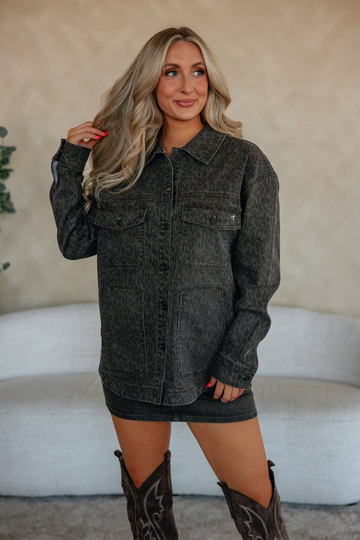 Peyton Hidden Denim Skirt - Dark Cheetah