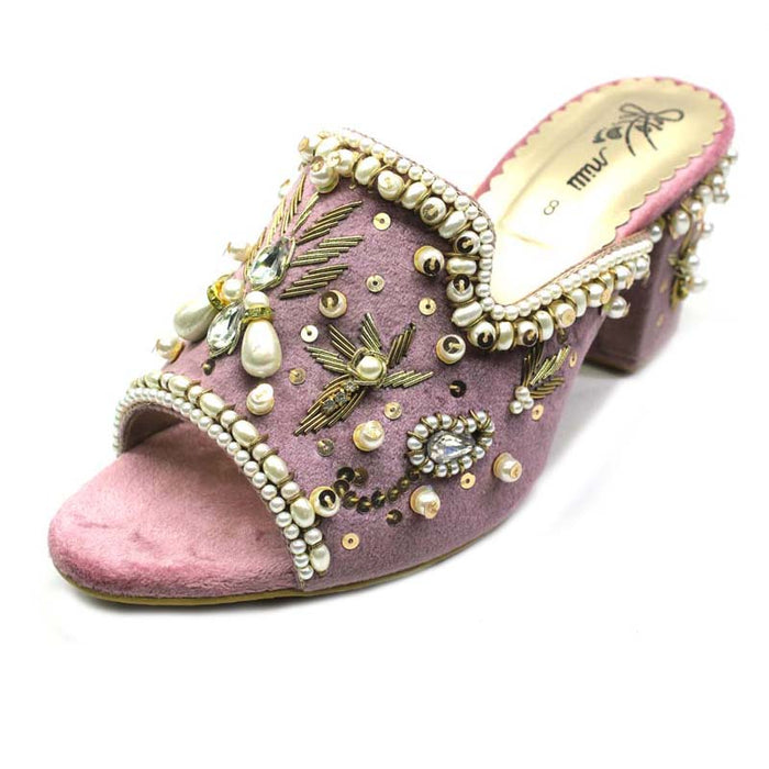 Pink Fancy Block Heel Slipper