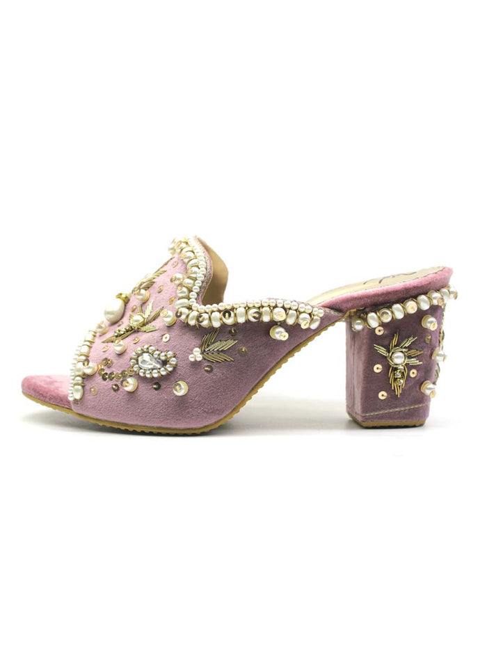 Pink Fancy Block Heel Slipper
