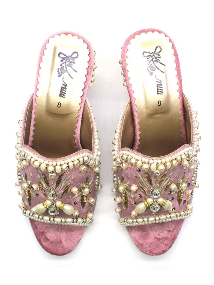 Pink Fancy Block Heel Slipper