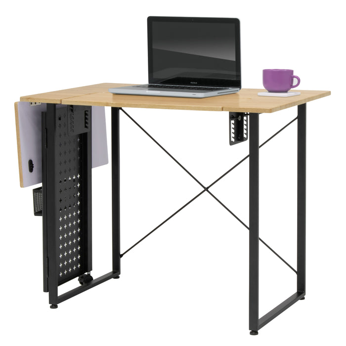 Pivot Sewing Table with Swingout Pegboard Panel with Storage Accessories and Height Adjustable Platform Graphite/Ashwood 13395