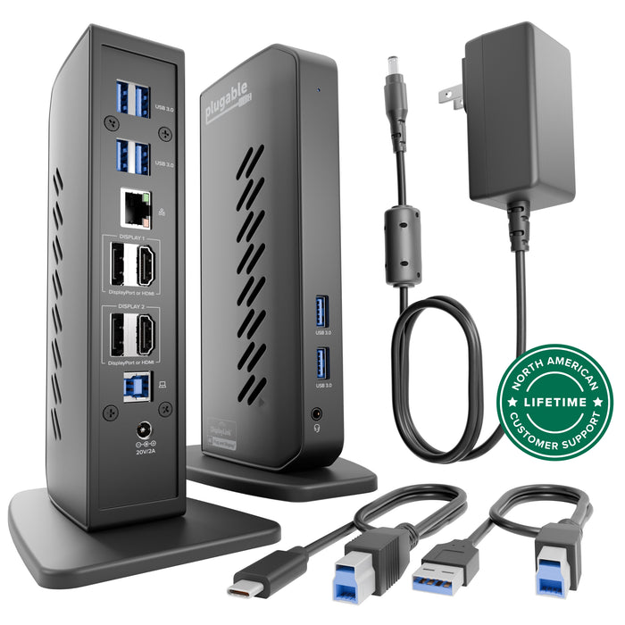 Plugable Universal Docking Station for Dual 4K Monitors (B-Stock)
