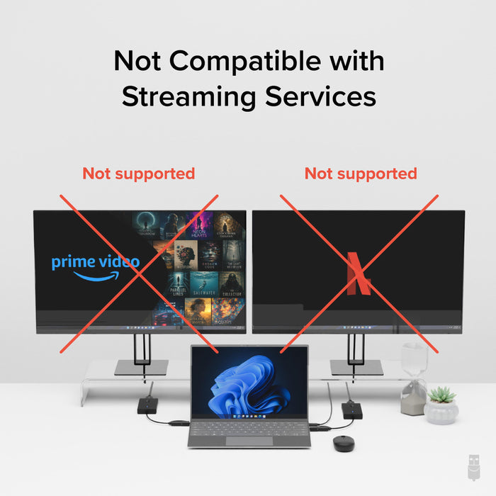 UGA-HDMI-S adapter is not compatible with streaming services like Prime Video and Netflix.