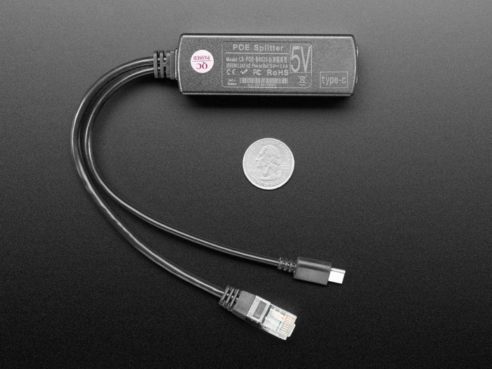 PoE Splitter with USB-C - 5V 2A - 100MB Ethernet [Discontinued] by The Pi Hut - The Pi Hut