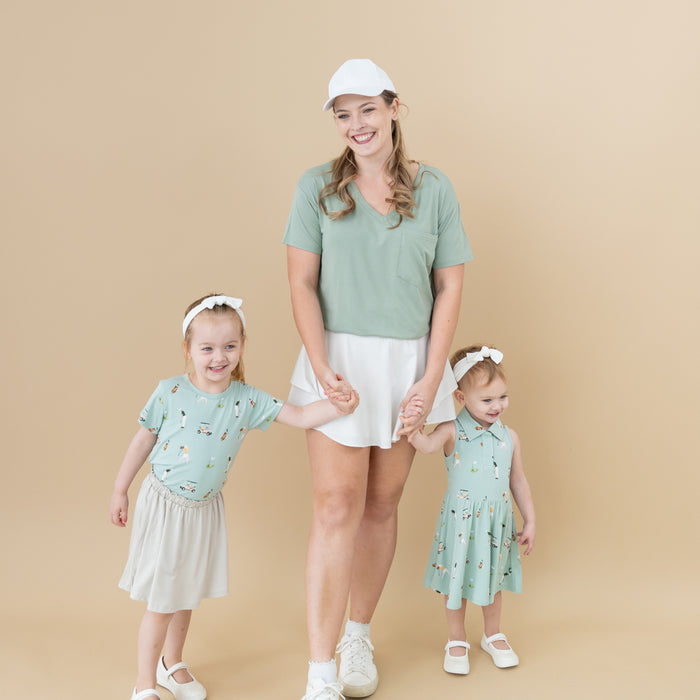 Mom and Toddlers in Matching Mommy and Me Golf Outfits