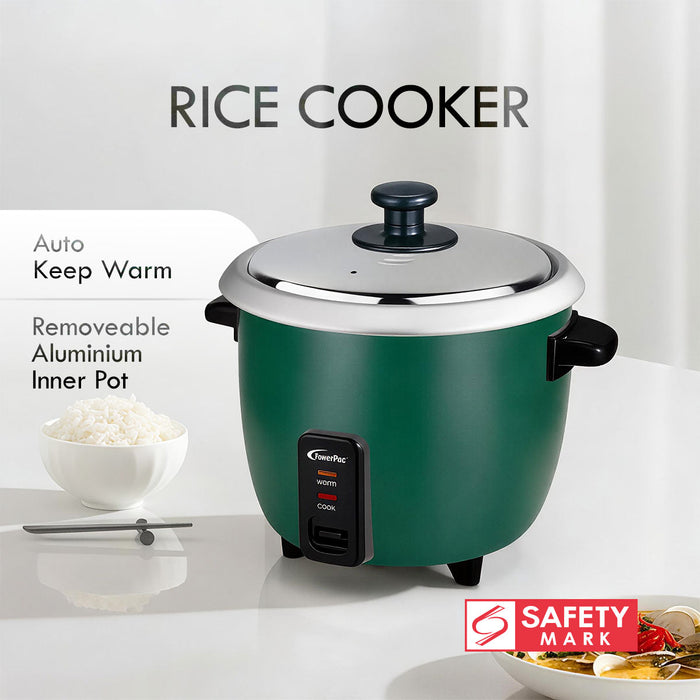 PowerPac 1L Rice Cooker with Aluminium Inner Pot (PPRC4) Green