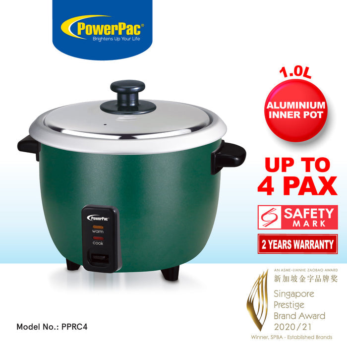 PowerPac 1L Rice Cooker with Aluminium Inner Pot (PPRC4) Green