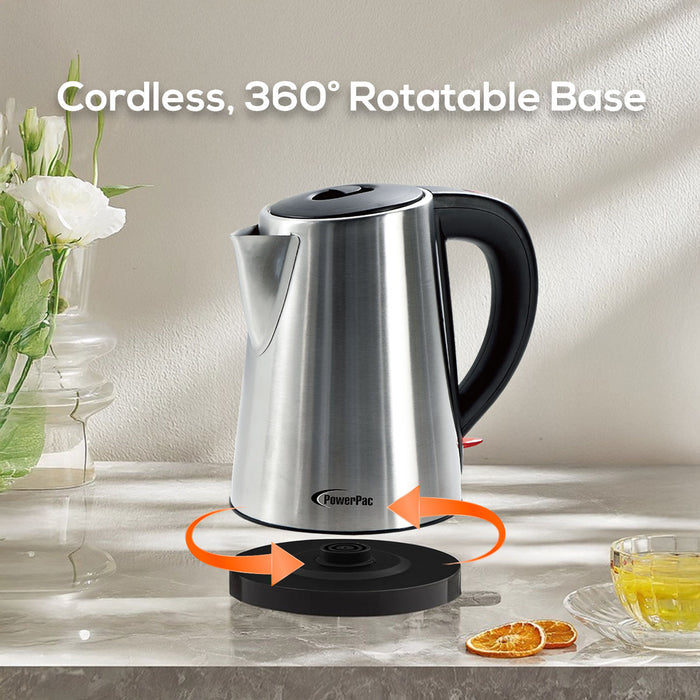 PowerPac Cordless Kettle Jug Stainless Steel. Cordless Jug 1.0L (PPJ2008)