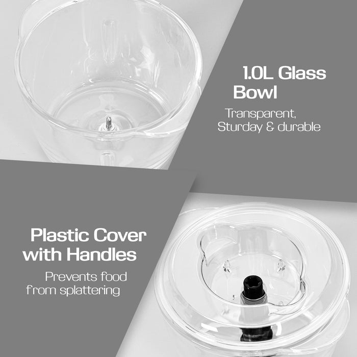 PowerPac Electric Food Chopper, Food Preparation 1L with Safety Lock Switch (PPCP813)