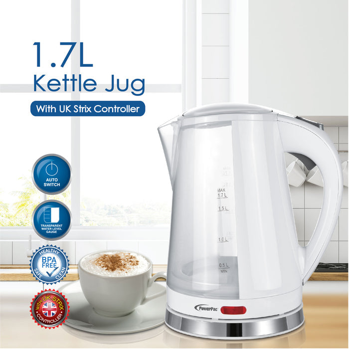 PowerPac Electric Kettle Jug, Cordless Jug 1.7L BPA FREE (PPJ2002)