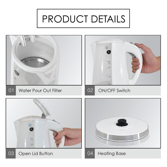PowerPac Electric Kettle Jug, Cordless Jug 1.7L BPA FREE (PPJ2002)