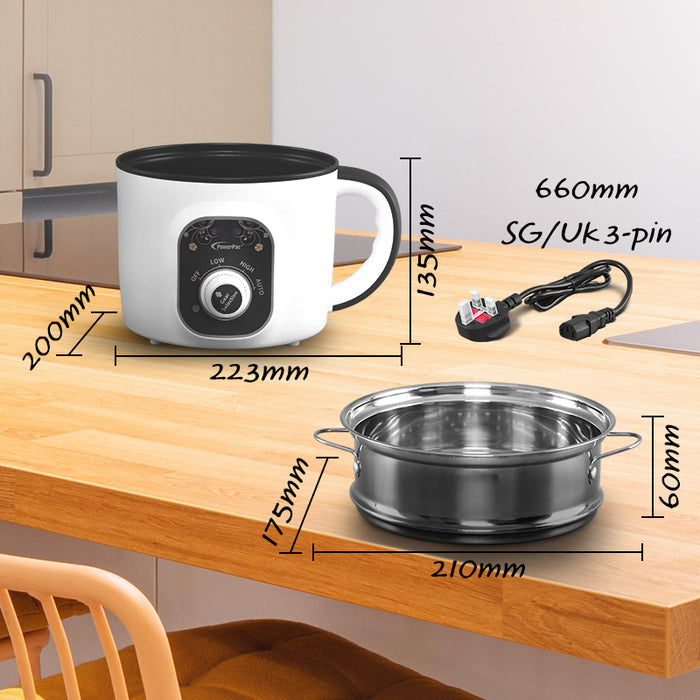 PowerPac Steamboat Multi Cooker 1.5L Non-stick cooker with Food Steamer (PPJ2020)