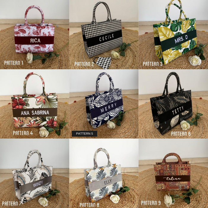 PREMIUM QUALITY - EMBROIDERED Custom Stripe Canvas Tote Bag - Travellers Hat Boutique