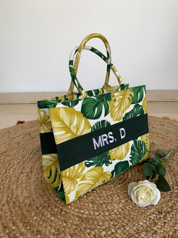 PREMIUM QUALITY - EMBROIDERED Custom Stripe Canvas Tote Bag - Travellers Hat Boutique