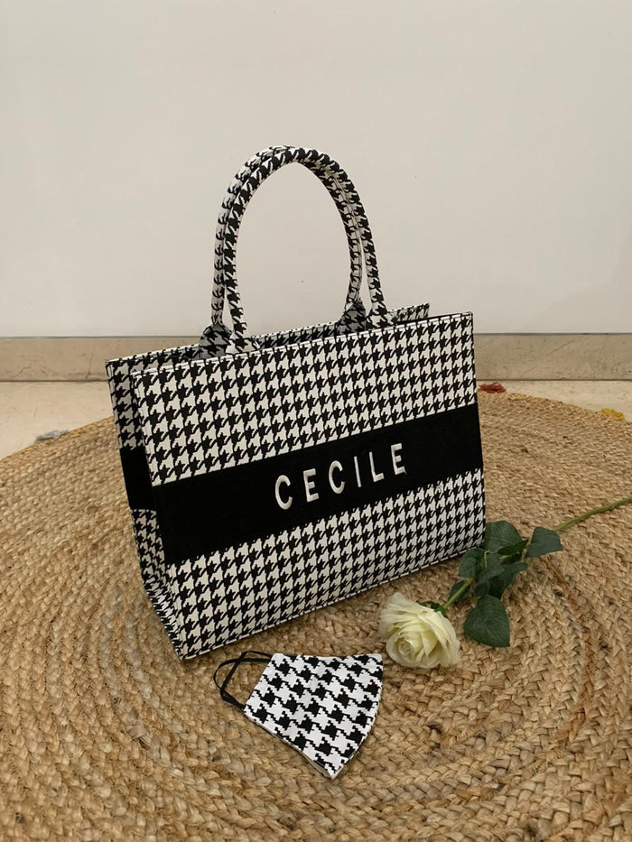 PREMIUM QUALITY - EMBROIDERED Custom Stripe Canvas Tote Bag - Travellers Hat Boutique