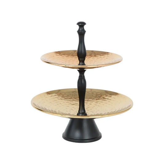Présentoir à 2 niveaux Karaca Home Moroccan, 25,5 x 30 cm, doré