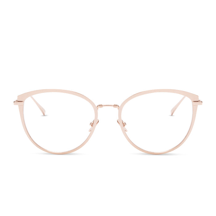 diff eyewear star wars princess leia cat eye glasses with a alderaan gold metal frame and prescription lenses front view