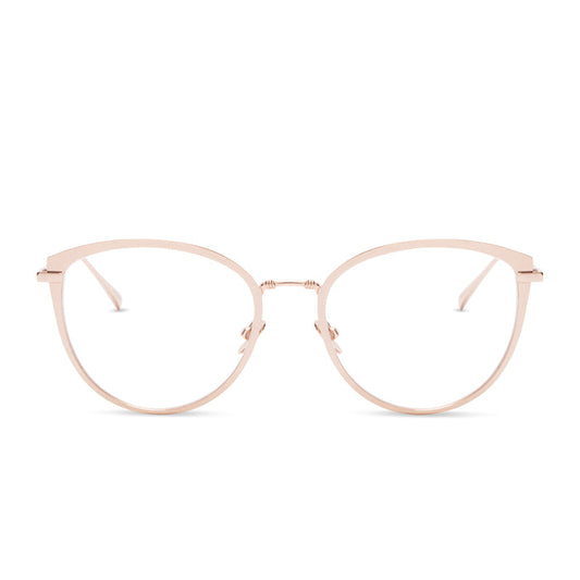 diff eyewear star wars princess leia cat eye glasses with a alderaan gold metal frame and prescription lenses front view