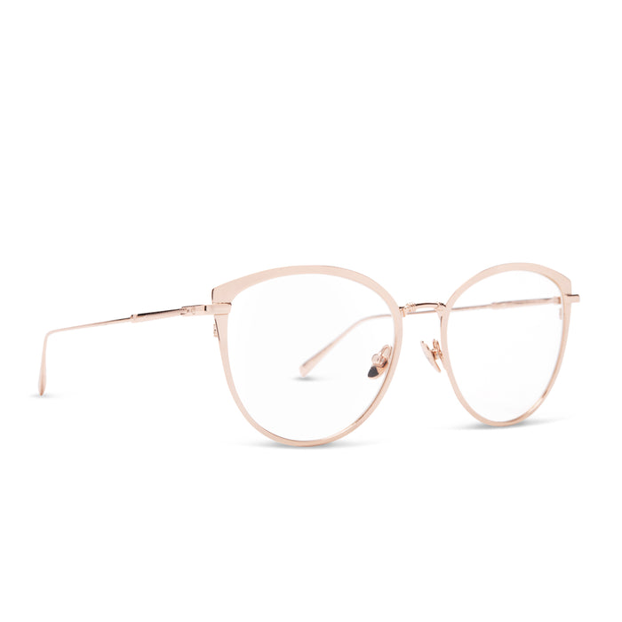 diff eyewear star wars princess leia cat eye glasses with a alderaan gold metal frame and prescription lenses angled view