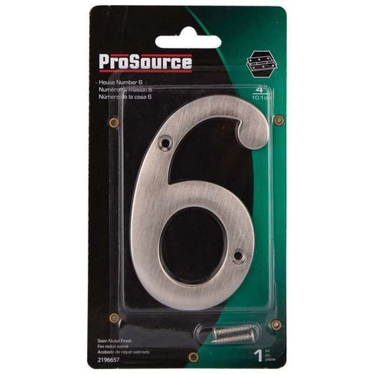 ProSource House Numbers 4" 6 Satin Nickle