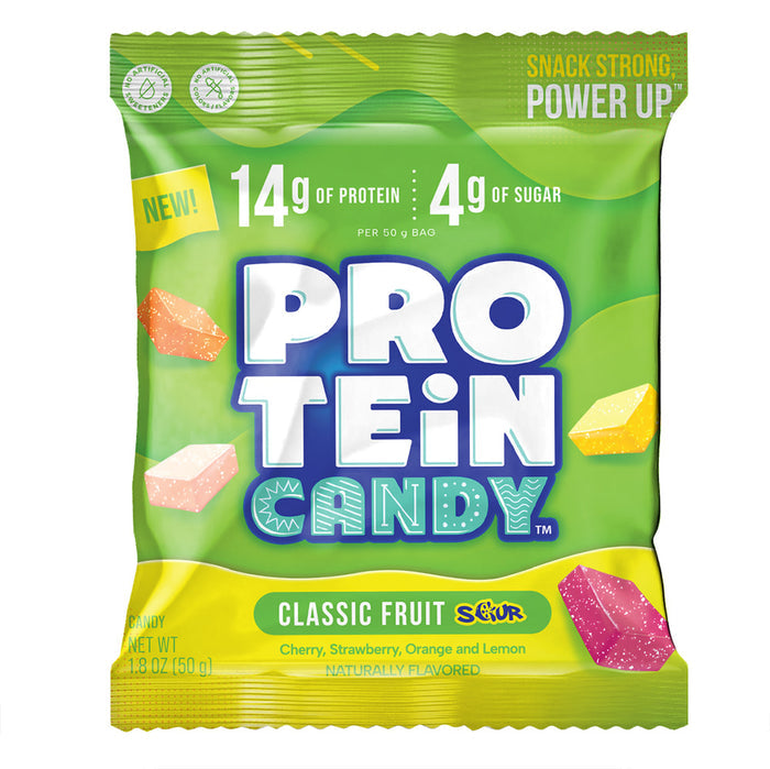 Protein Candy Sour Classic Fruit Peg Bag - 12 Count