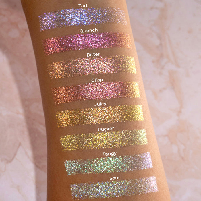 Arm swatches of the Fruitlighter Bundle
on medium skin tone.