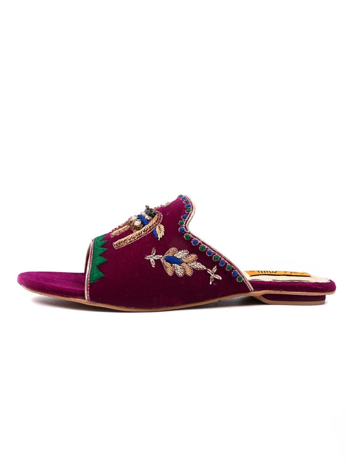 Purple Fancy Velvet Ladies Slipper