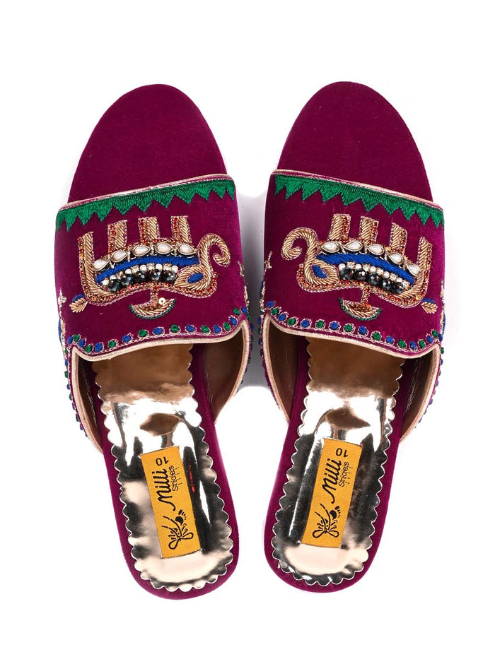 Purple Fancy Velvet Ladies Slipper