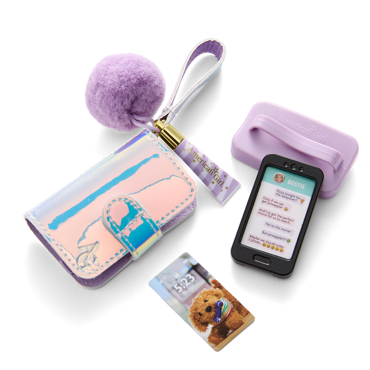 Purple Pom Phone & Accessories for 18-inch Dolls