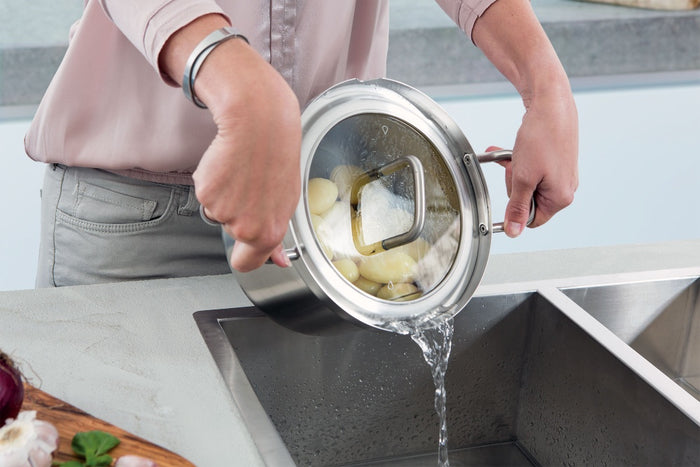 Q-linair Master Glas pannenset 4-delig zilver met aardappelen
