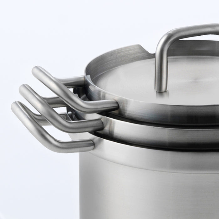 Q-linair Master steelpan 16 cm met deksel zilver stapelbaar