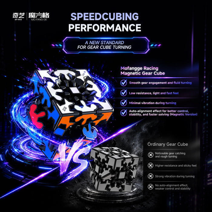 QiYi Speed Gear Cube 3x3 (Tiled, Magnetic + Ball-Core)