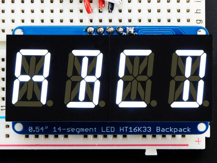 Quad Alphanumeric Display - White 0.54" Digits w/ I2C Backpack [Discontinued] by Adafruit - The Pi Hut