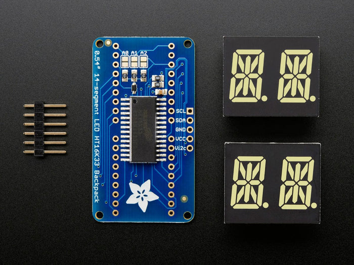 Quad Alphanumeric Display - White 0.54" Digits w/ I2C Backpack [Discontinued] by Adafruit - The Pi Hut