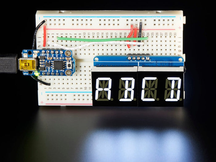 Quad Alphanumeric Display - White 0.54" Digits w/ I2C Backpack [Discontinued] by Adafruit - The Pi Hut