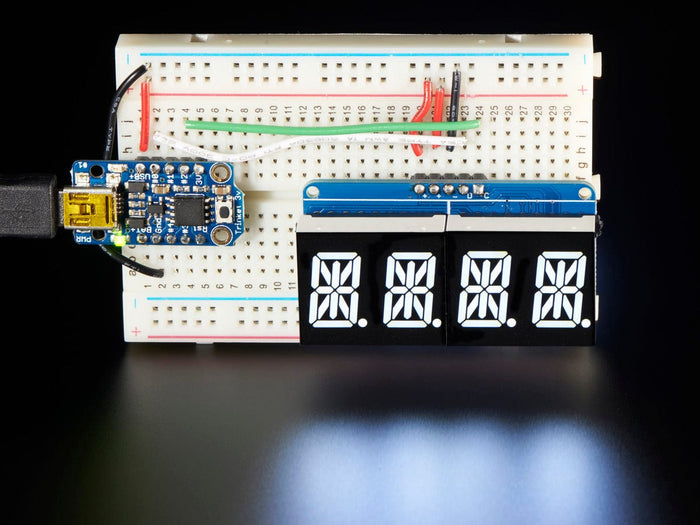 Quad Alphanumeric Display - White 0.54" Digits w/ I2C Backpack [Discontinued] by Adafruit - The Pi Hut