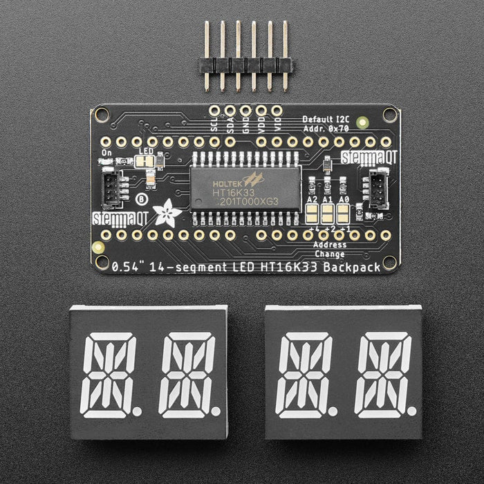 Quad Alphanumeric Display - Yellow 0.54" Digits w/ I2C Backpack - STEMMA QT / Qwiic by Adafruit - The Pi Hut