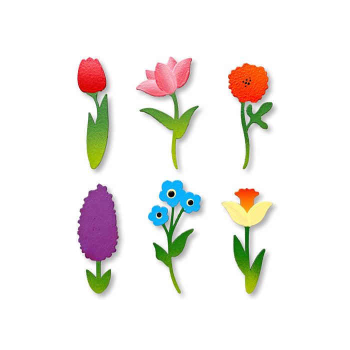 Rainbow Flower Stem Magnets S/6