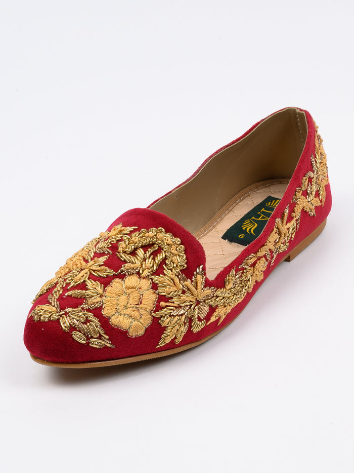 Red Fancy Winter Pumps
