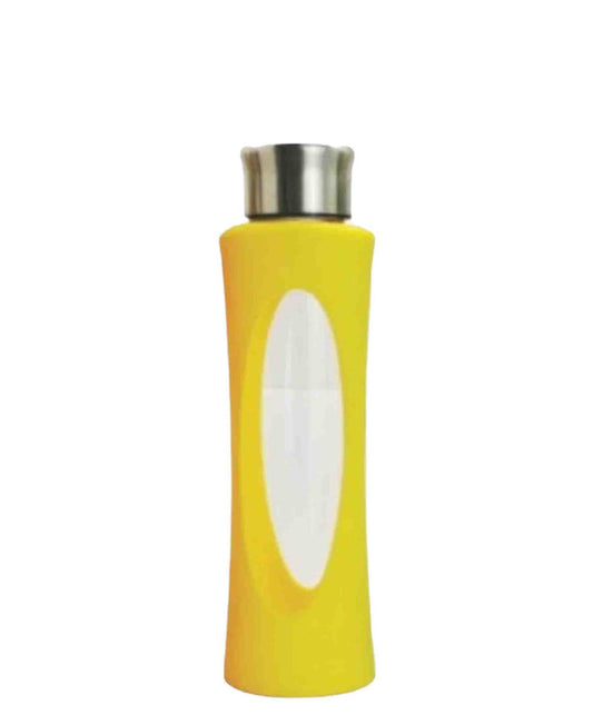 Regent 580ml Glass Water Bottle With Silicone Sleeve - Yellow