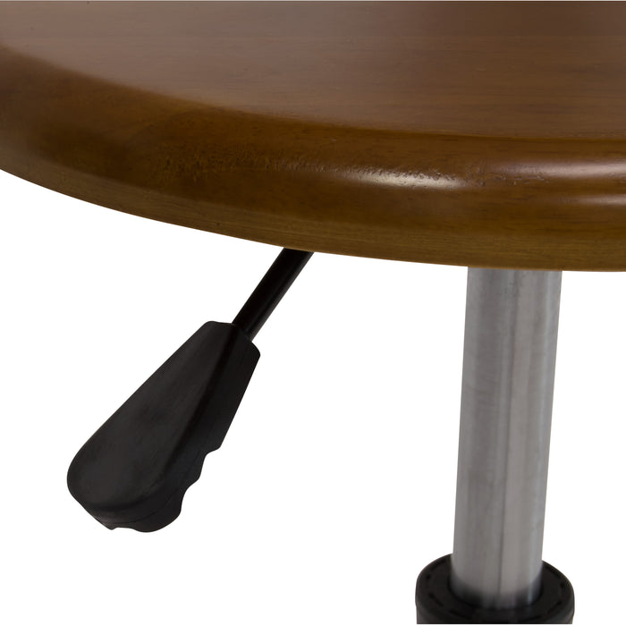 Retro Wood Seat (13.75" Diameter) and Metal Height Adjustable Swivel Stool with Foot Ring for Home or Art Studio Rustic Oak-13307
