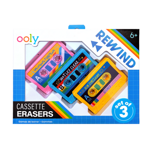 Rewind Cassette Erasers - Retro - Set of 3
