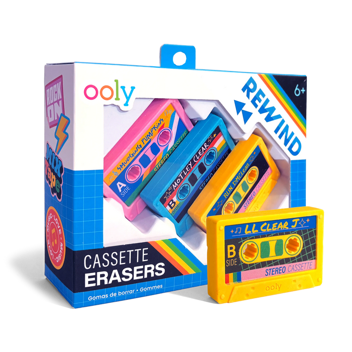 Rewind Cassette Erasers - Retro - Set of 3