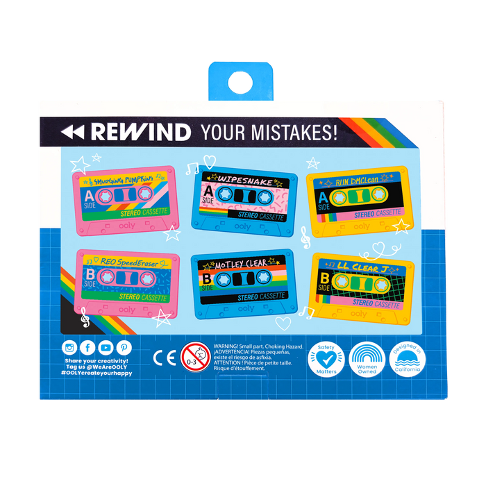 Rewind Cassette Erasers - Retro - Set of 3