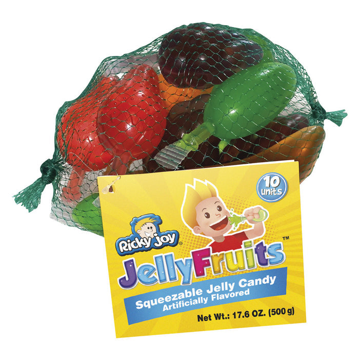 Ricky Joy Jelly Fruits Gummy Candy 10 Piece Mesh Bag - 24 Count