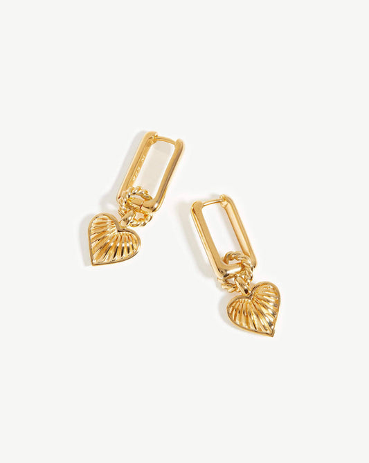Ridge Heart Charm Earrings | 18ct Gold Plated Vermeil Earrings Missoma